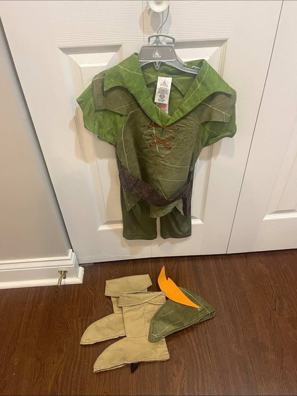 Disney Peter Pan Costume in Green with Tan and Orange Accents